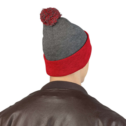 Embroidered Dog Mom Pom-Pom Knit Cap
