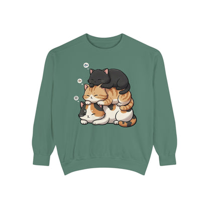 3 Cute Sleeping Cats Cozy Graphic Unisex Crewneck Sweatshirt style 8