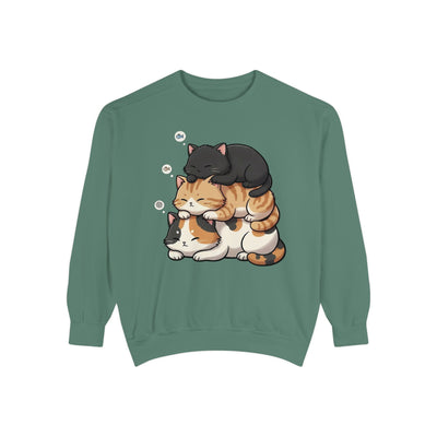 3 Cute Sleeping Cats style 8 Cozy Graphic Unisex Crewneck Sweatshirt