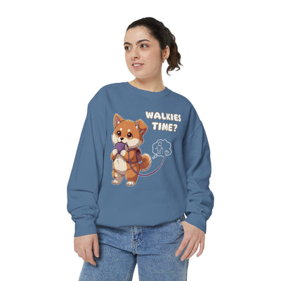 Cute Dog Walk Time style 3 Cozy Graphic Unisex Crewneck Sweatshirt