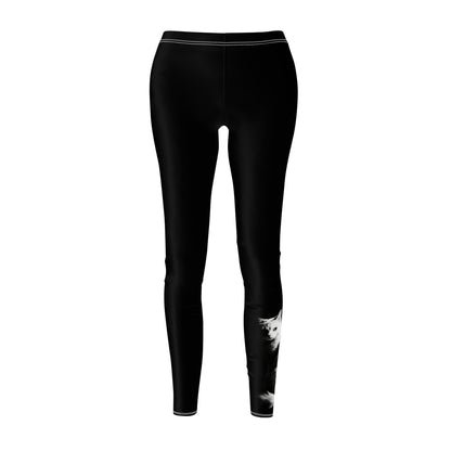 Black Stylish Cat-Themed Women Casual Leggings