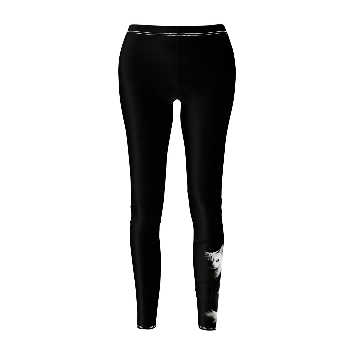 Black Stylish Cat-Themed Women's Leggings, Cat Print Workout Leggings, Gift for Cat Lovers, Cute Casual Leggings, Cozy Loungewear