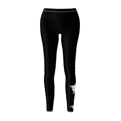 Black Stylish Cat-Themed Women's Leggings, Cat Print Workout Leggings, Gift for Cat Lovers, Cute Casual Leggings, Cozy Loungewear