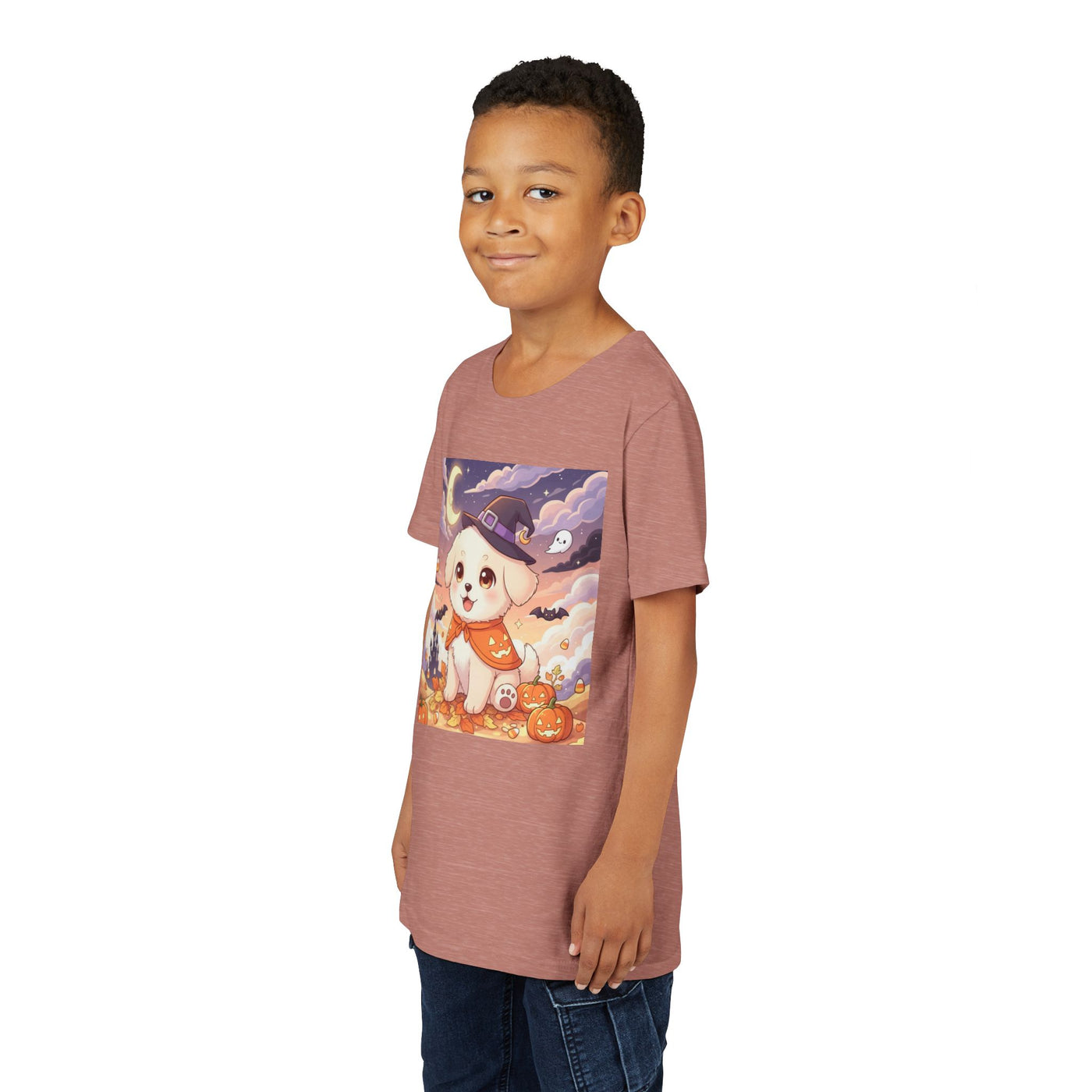 Halloween cute puppy anime style 2 Youth Tee, Short Sleeve T-Shirt, Kids Halloween Apparel, Cute Dog Tee, Fall Outfit for Children