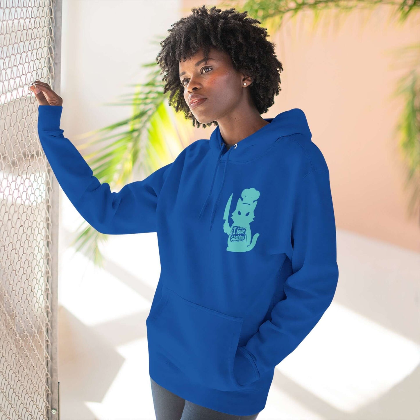 Cat Love Sashimi Graphic Unisex Fleece Hoodie