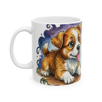 Cute Puppy with Thanksgiving Turkey Ceramic Mug 11oz