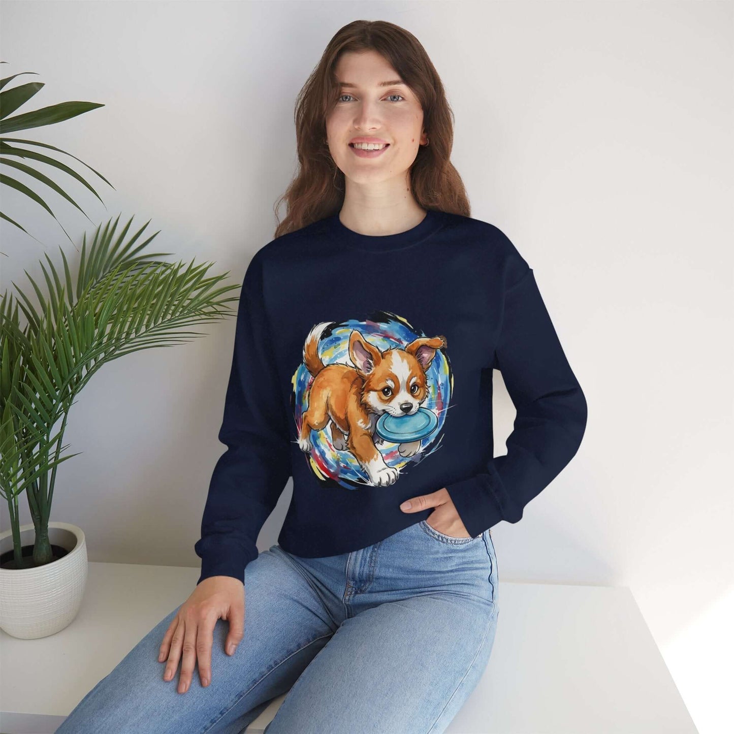 Watercolor Dog painting Unisex Crewneck Sweatshirt style 4