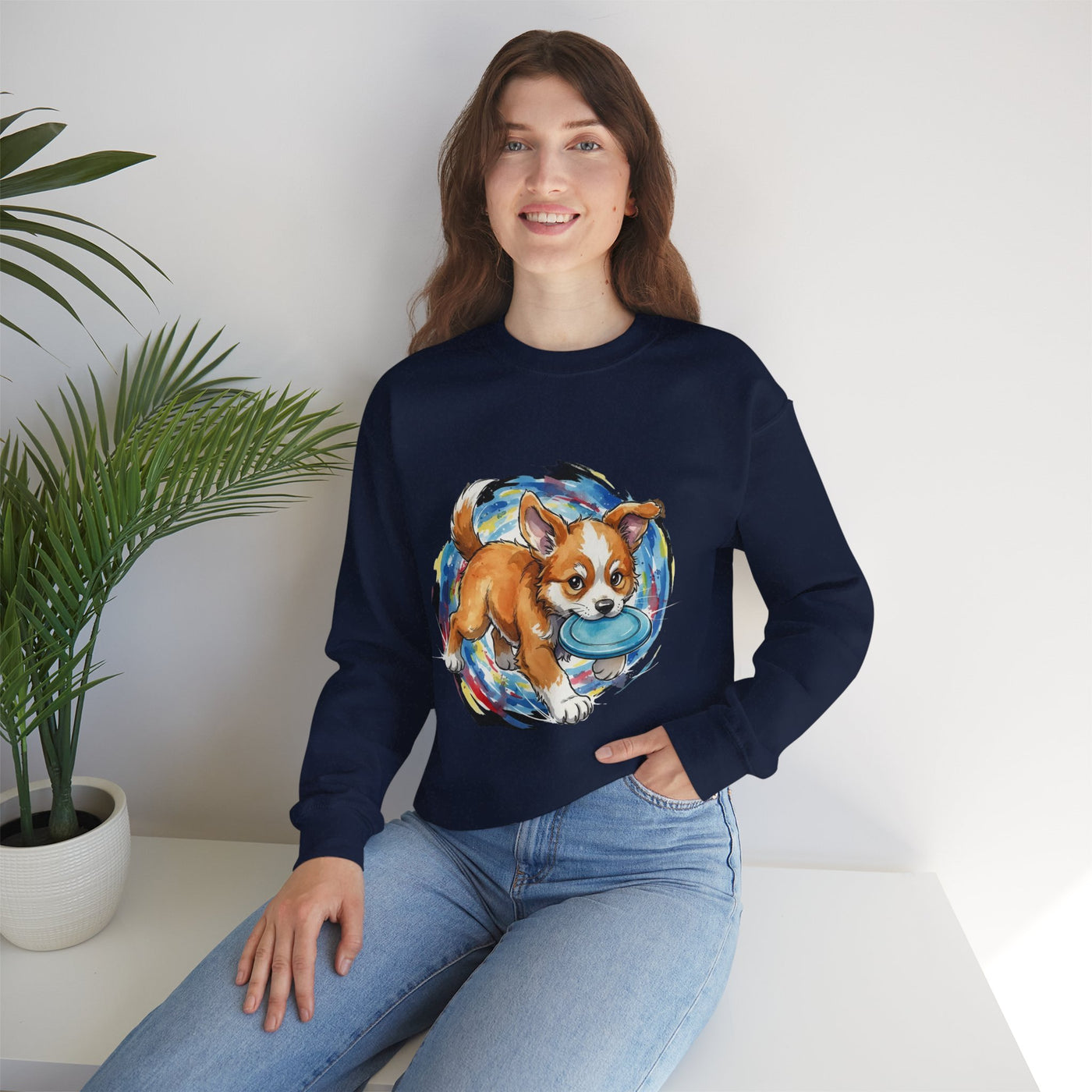 Watercolor painting style 7 Men & Women Cute Cat Pile Crewneck Sweatshirt