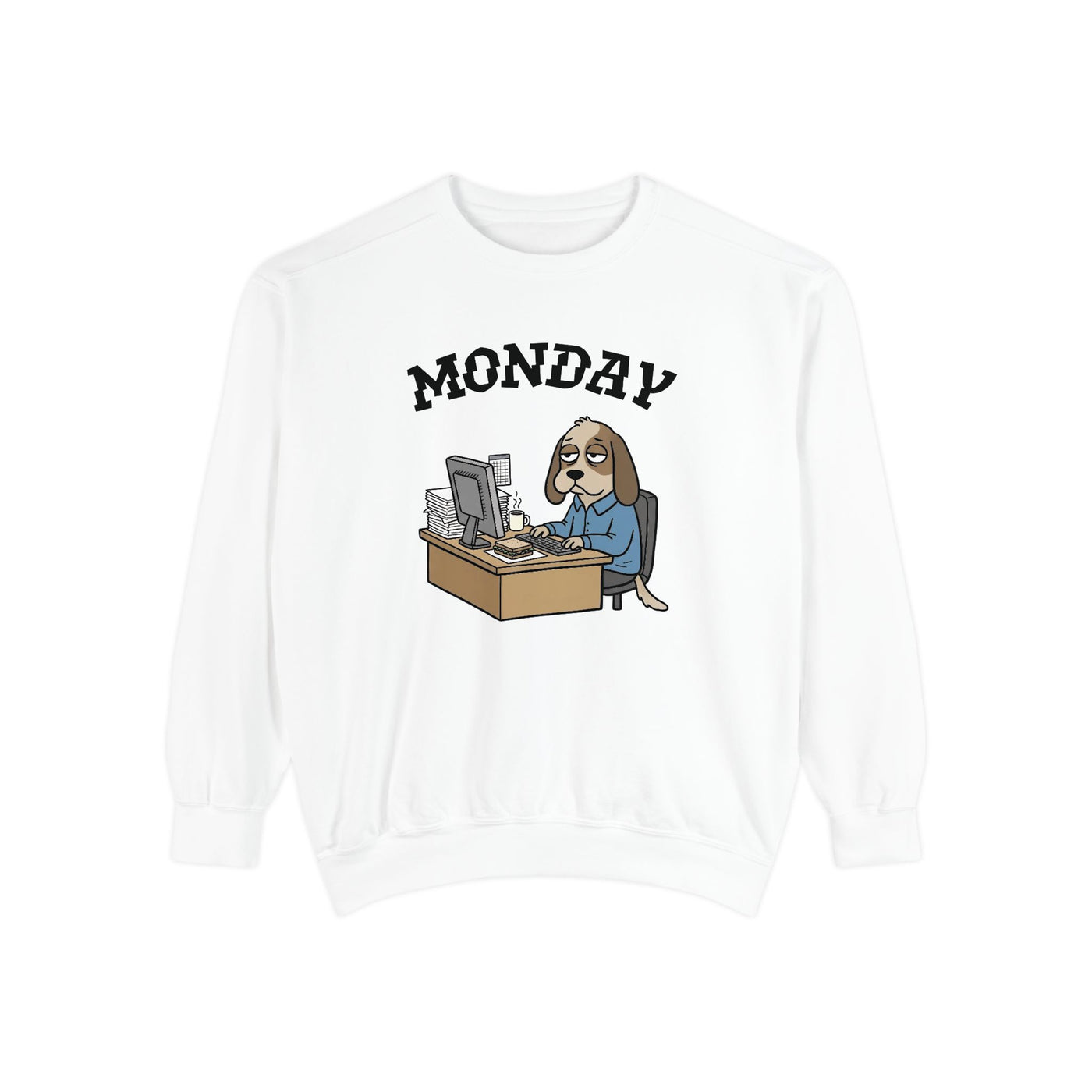 Monday Face Dog Stares Blankly Unisex Crewneck Sweatshirt style 4