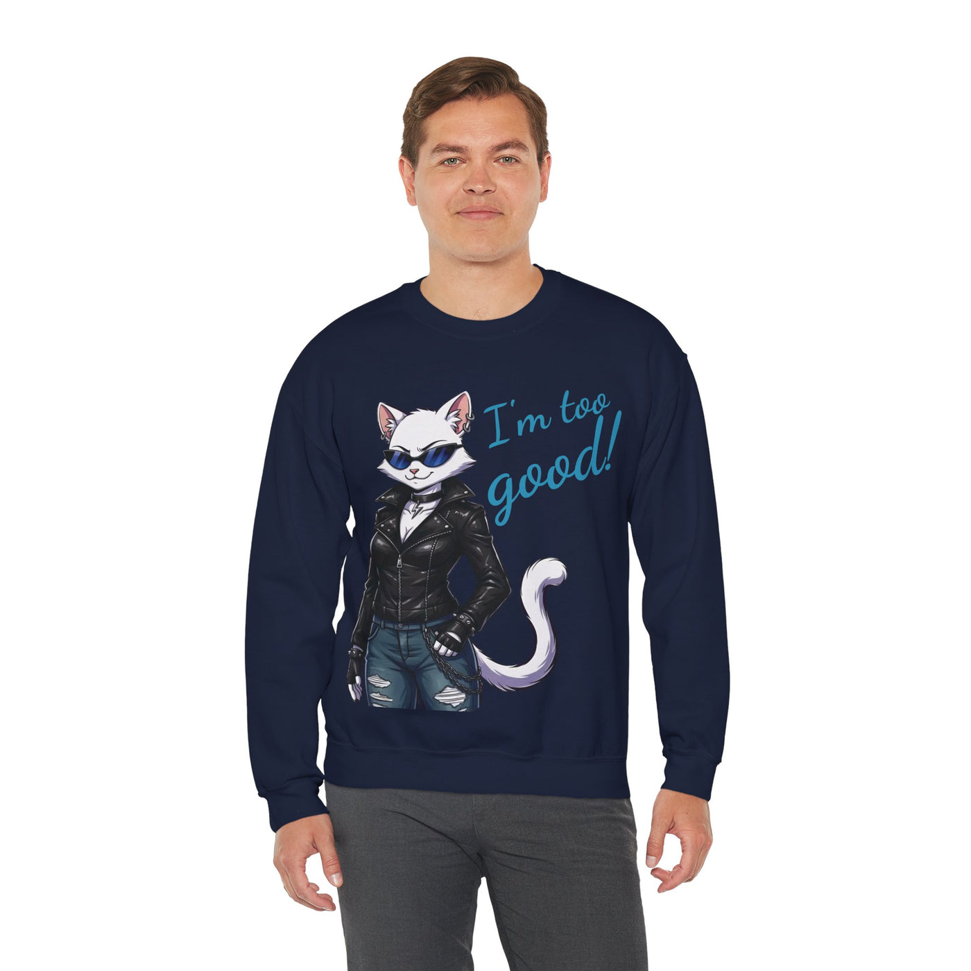 Cool Cat style 3 Unisex Crewneck Sweatshirt | Cozy Gift for Cat Lovers, Casual Wear, Unique Graphic Sweatshirt, Birthday Gift, Everyday Style