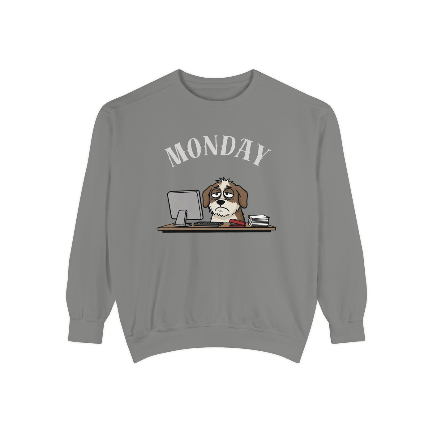 Monday Face Dog Stares Blankly Unisex Crewneck Sweatshirt style 5
