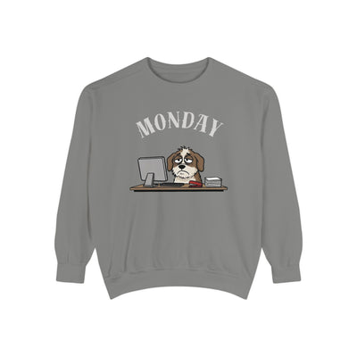 Monday Face Dog Stares Blankly Unisex Crewneck Sweatshirt style 5