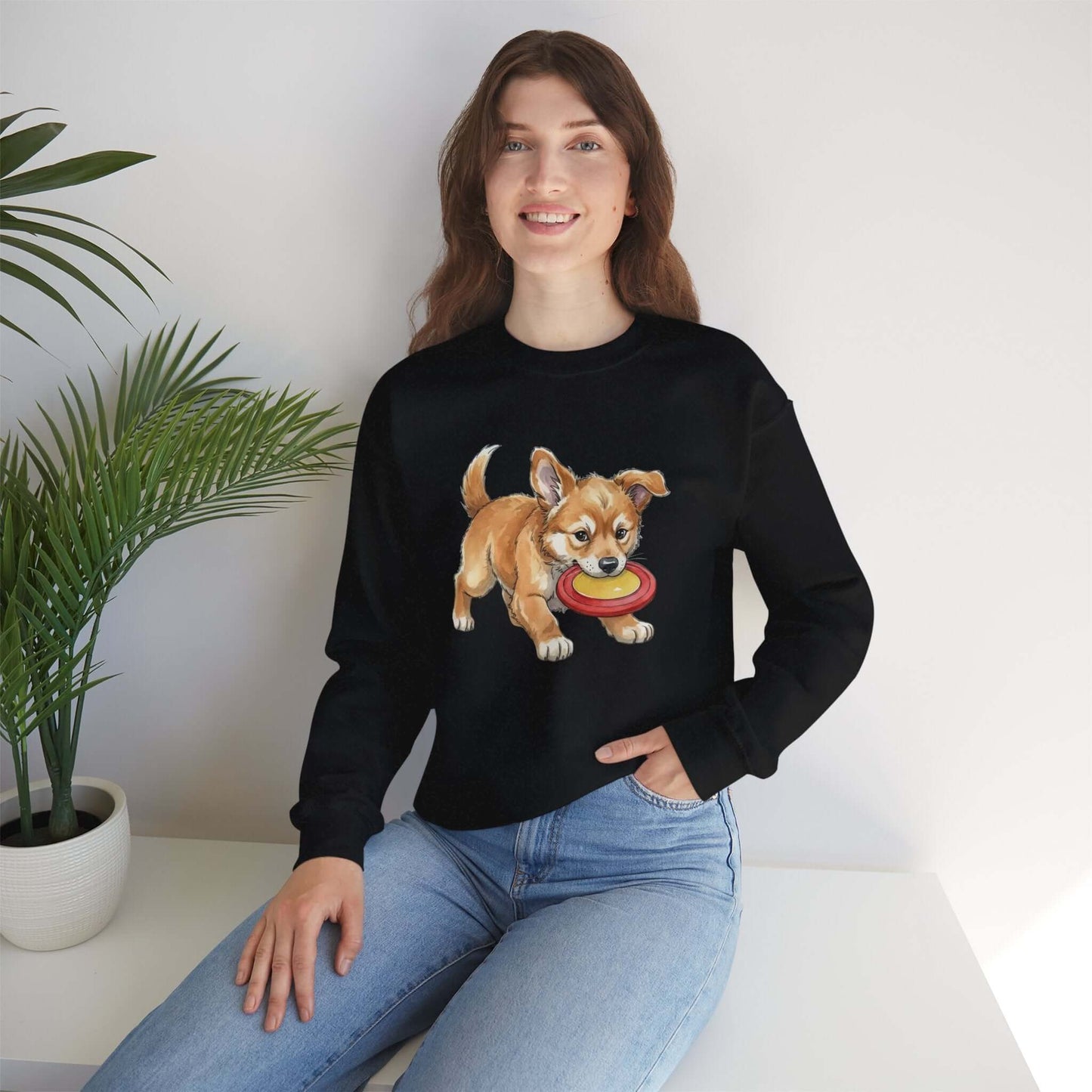 Watercolor Dog painting Unisex Crewneck Sweatshirt style 5