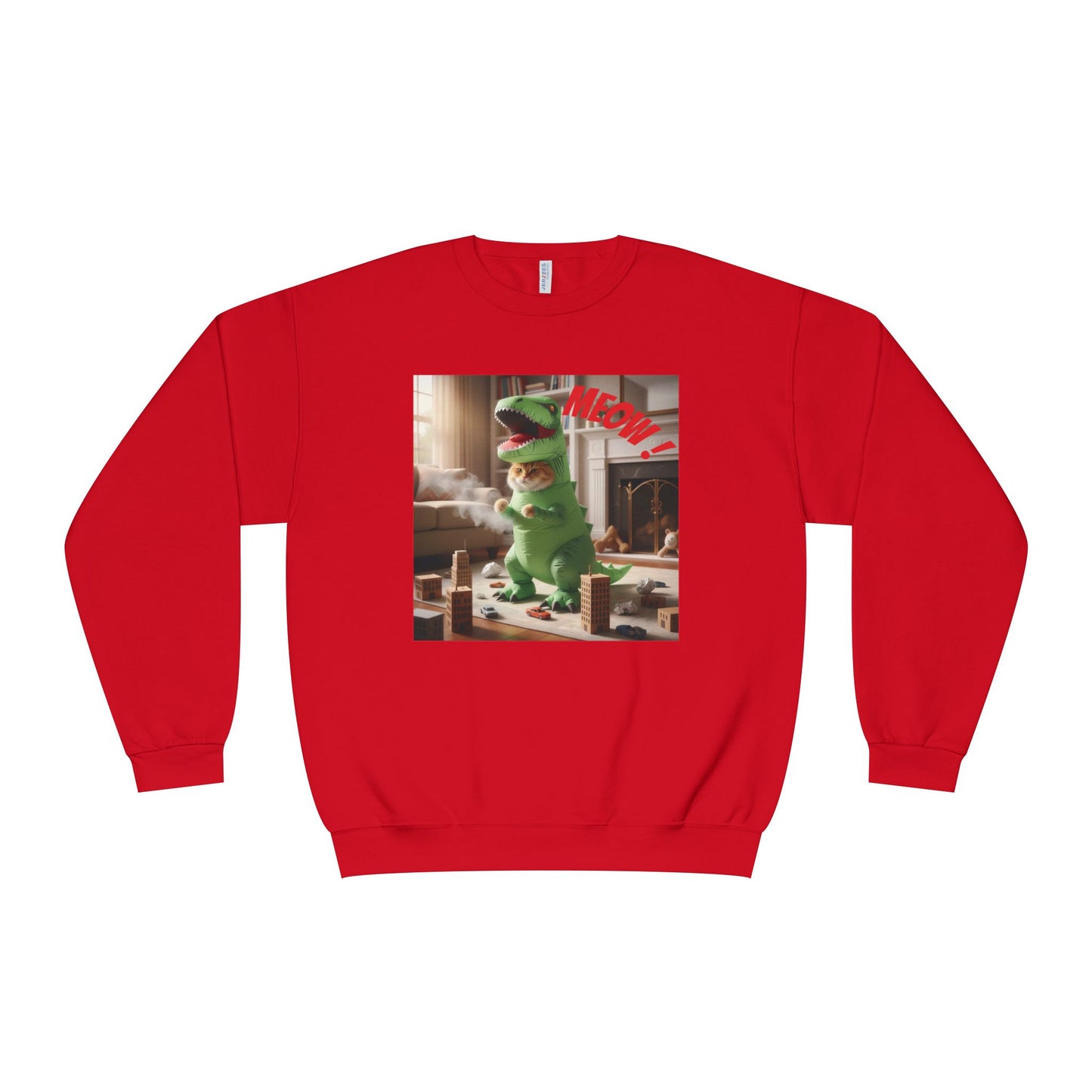 Tyrannosaurus Cat at home Unisex NuBlend Crewneck Sweatshirt