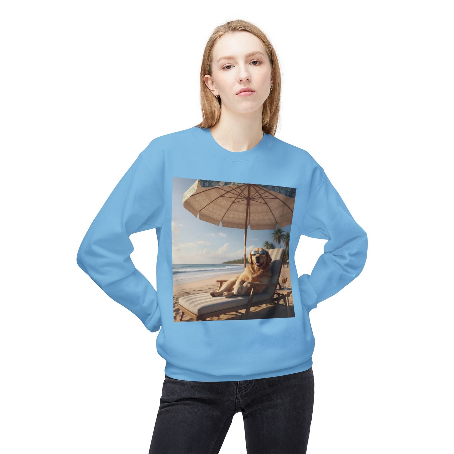 Beach Vibes Dog Graphic Unisex Crewneck Sweatshirt
