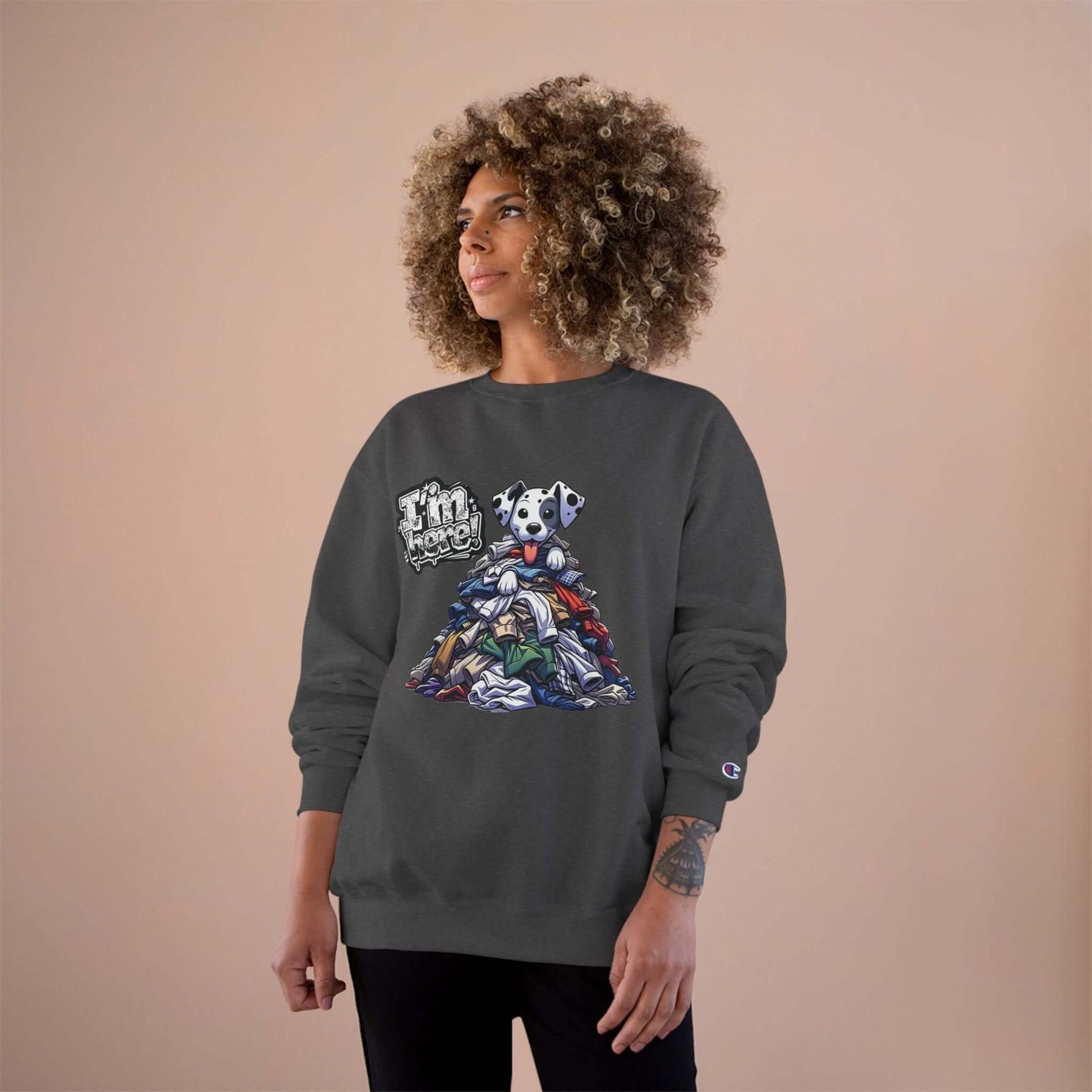 Cute Dog Graphic Champion Unisex Crewneck Sweatshirt - I'm Here!