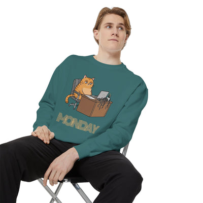 Monday Face Cat Stares Blankly Unisex Crewneck Sweatshirt style 3