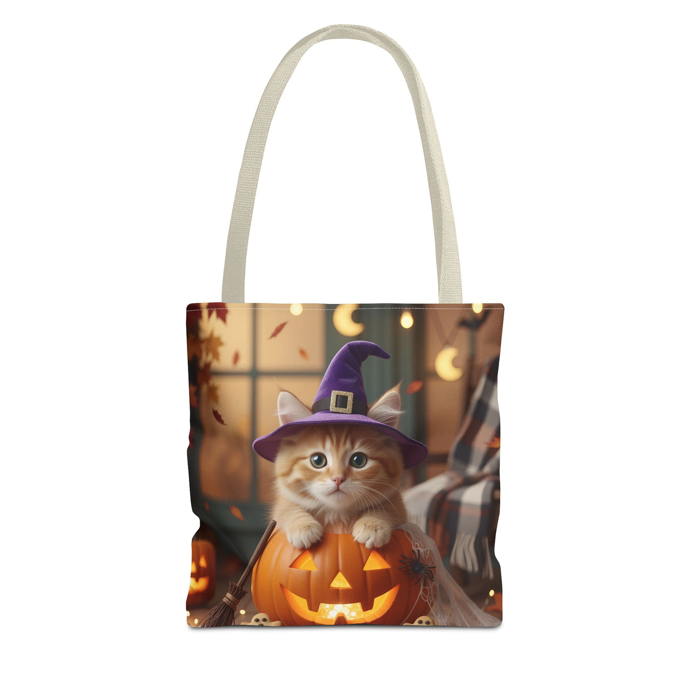 Adorable Halloween Cat Tote Bag, Cute Pet Lover Gift, Trick or Treat Bag, Fall Accessory, Spooky Cat Design