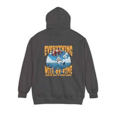 Everything Will Be Fine - Cartoon Cat Graphic Unisex Pullover Hoodie