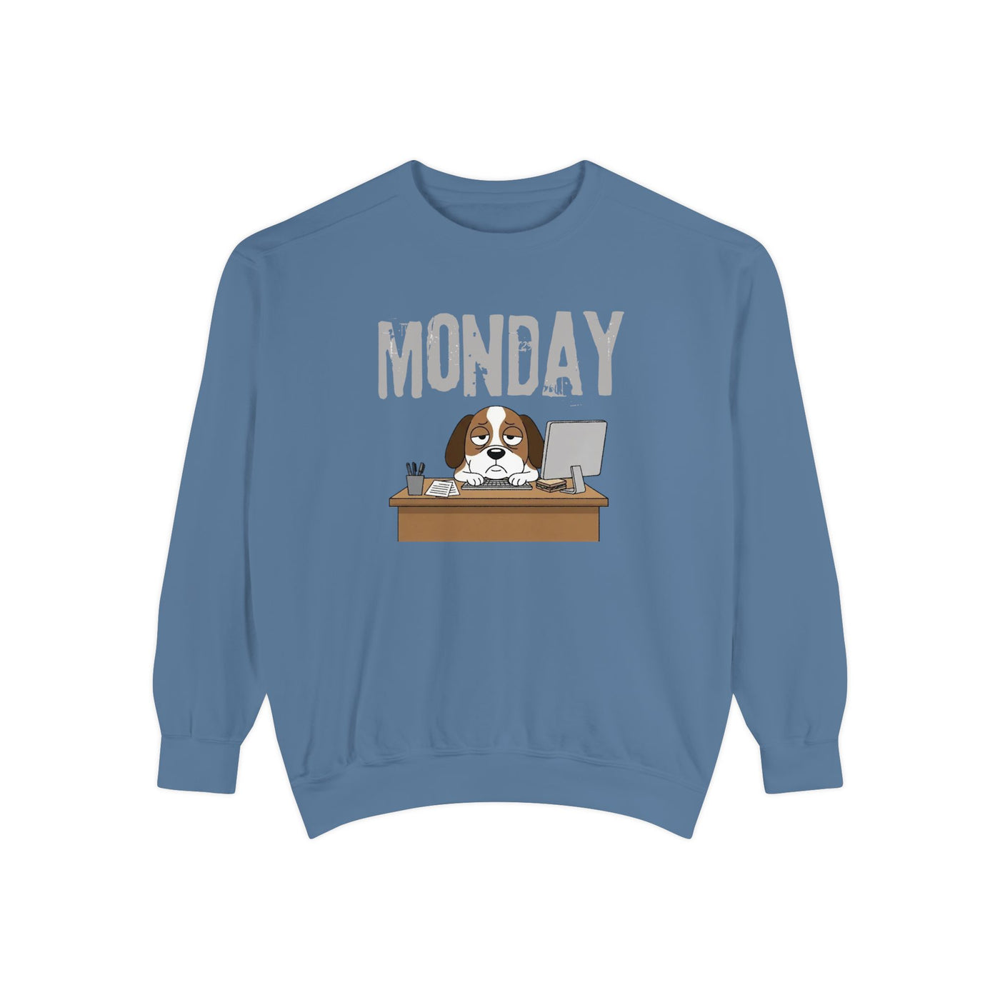 Monday Face Dog Stares Blankly Unisex Crewneck Sweatshirt style 6
