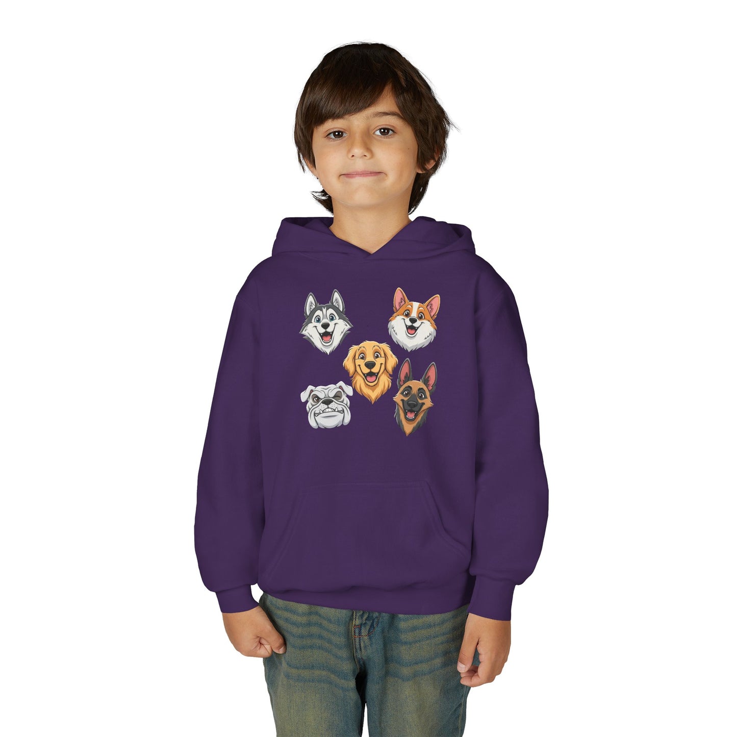 Fun Dog Heads Unisex Youth & Kids Heavy Blend Hoodie