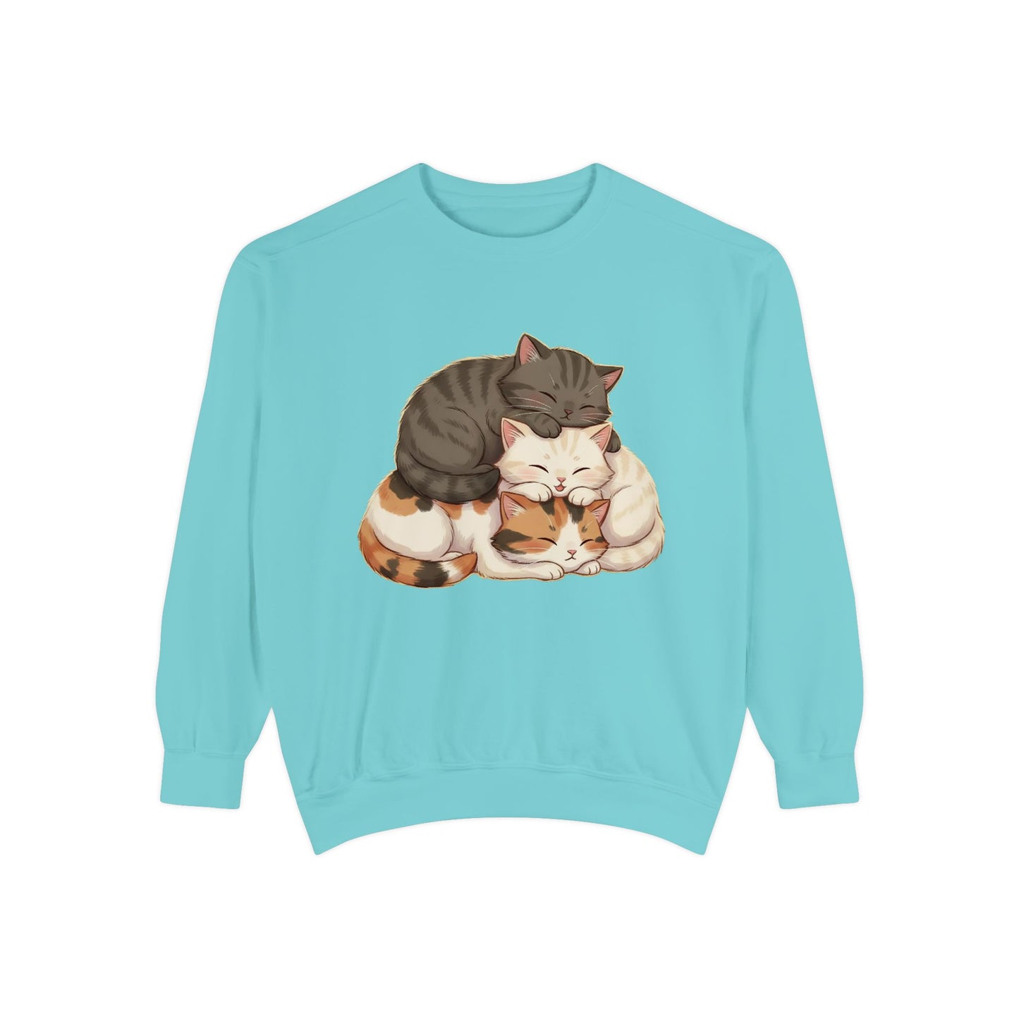 3 Cute Sleeping Cats Cozy Graphic Unisex Crewneck Sweatshirt style 3