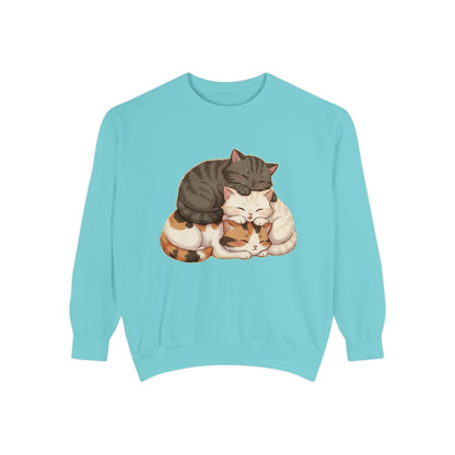 3 Cute Sleeping Cats Cozy Graphic Unisex Crewneck Sweatshirt style 3