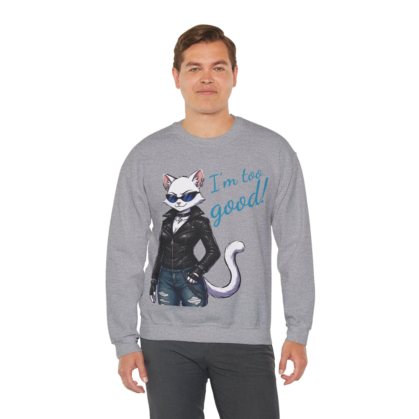 Cool Cat style 3 Unisex Crewneck Sweatshirt | Cozy Gift for Cat Lovers, Casual Wear, Unique Graphic Sweatshirt, Birthday Gift, Everyday Style