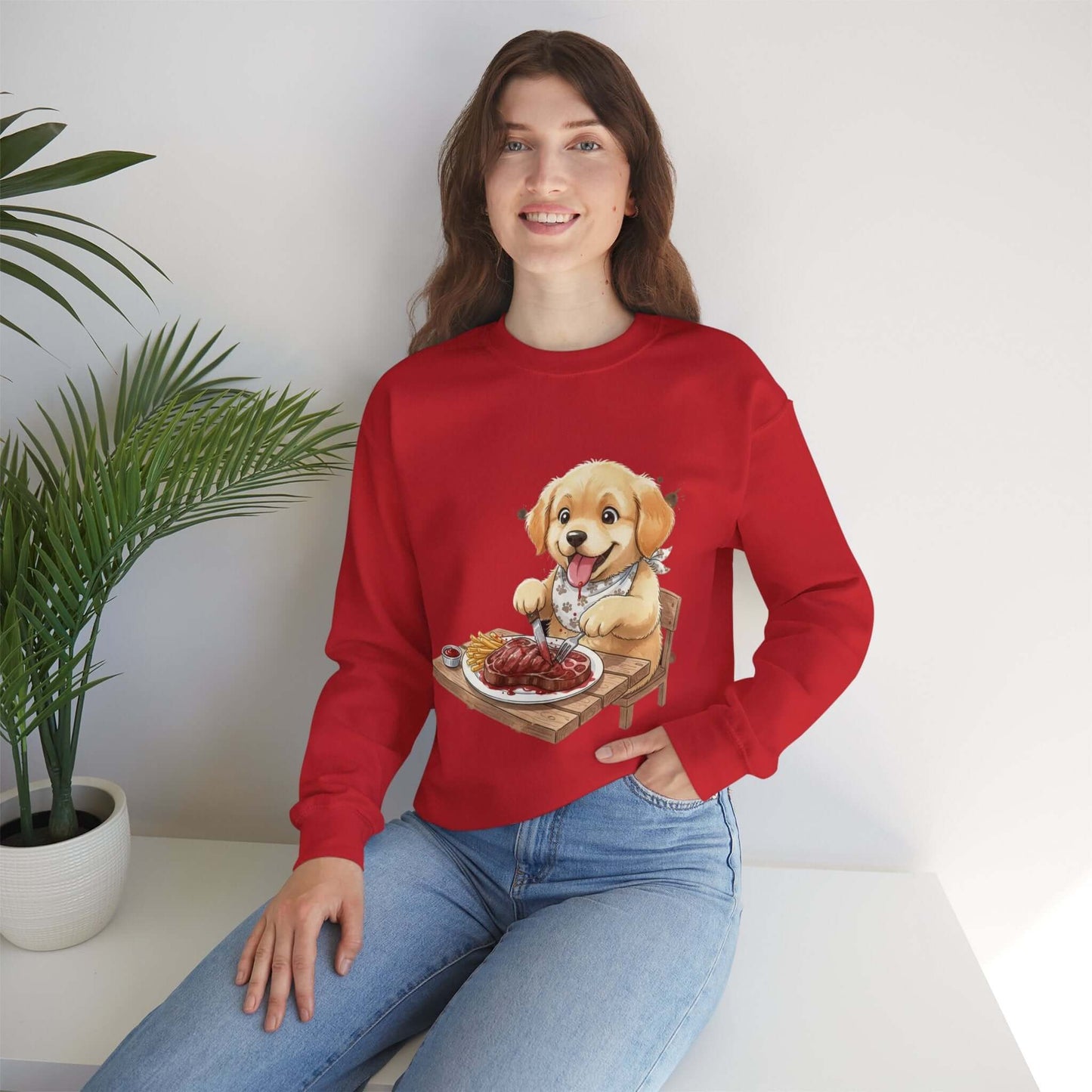 Watercolor Dog painting Unisex Crewneck Sweatshirt style 1