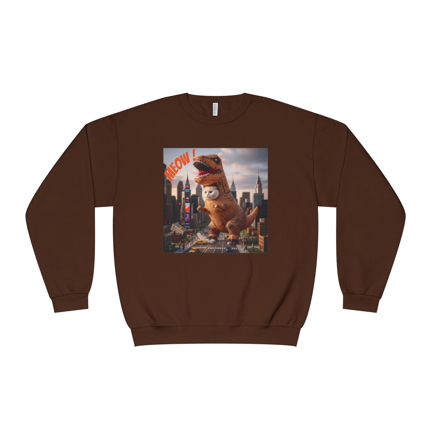 Tyrannosaurus Cat in city Unisex NuBlend Sweatshirt style 1