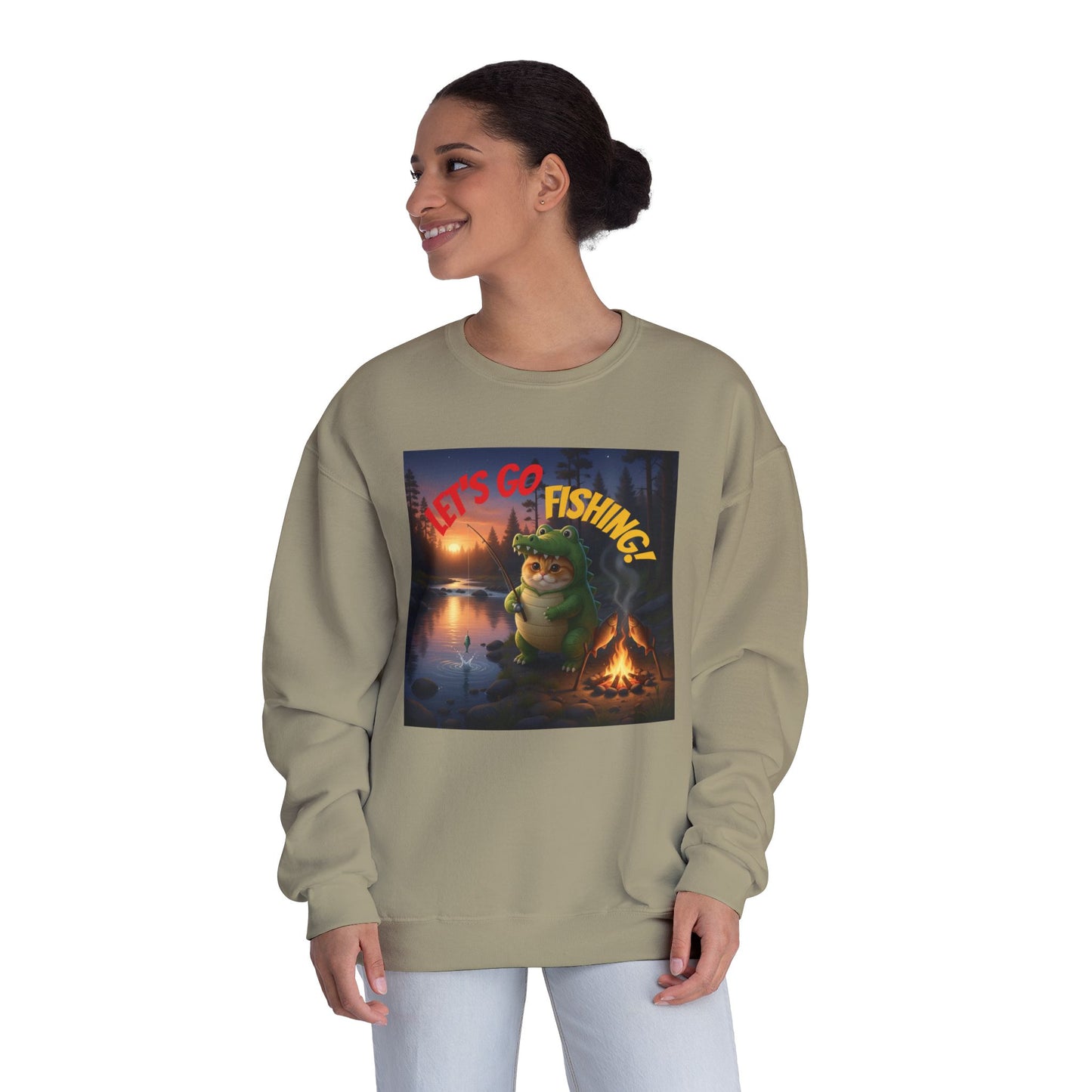 Crocodile Cat Fishing Unisex NuBlend Sweatshirt style 2