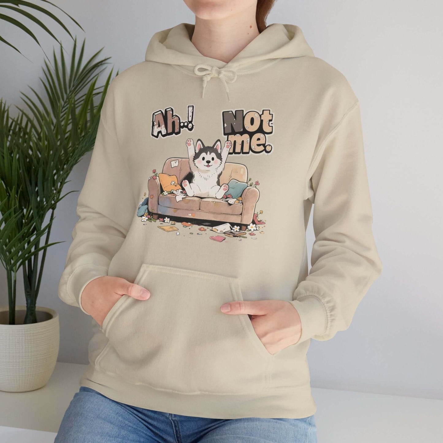 Ah Not Me - Cute Husky Unisex Pullover Hoodie for Dog Lover