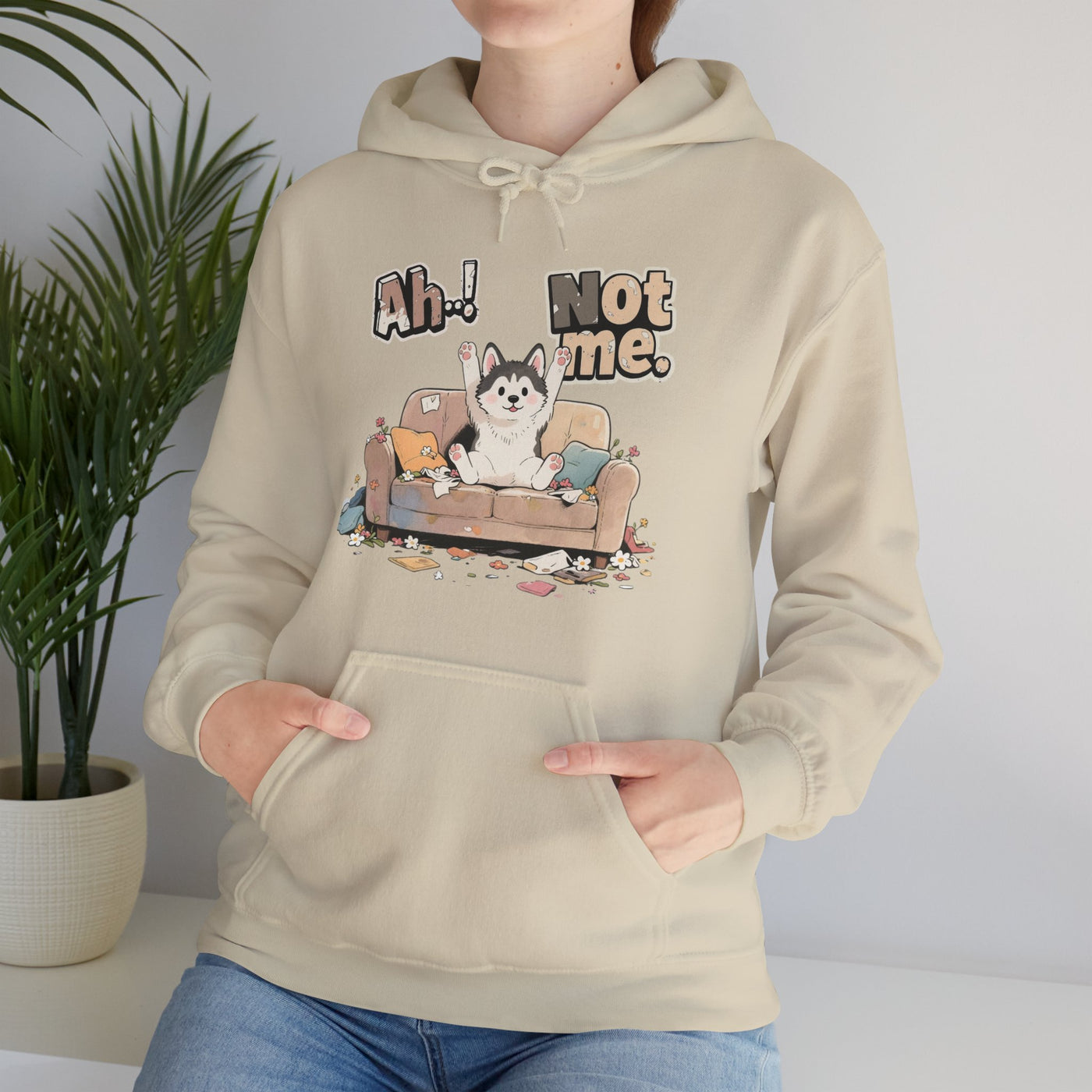 Ah! Not Me. Cute Husky Unisex Pullover Hoodie for Dog Lover