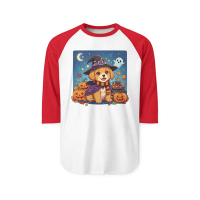 Halloween cute puppy anime style 6 Raglan Shirt, Cute Pet Shirt, Fall Apparel, Unisex Halloween Outfit, Gift for Dog Lovers, Spooky Season Tee