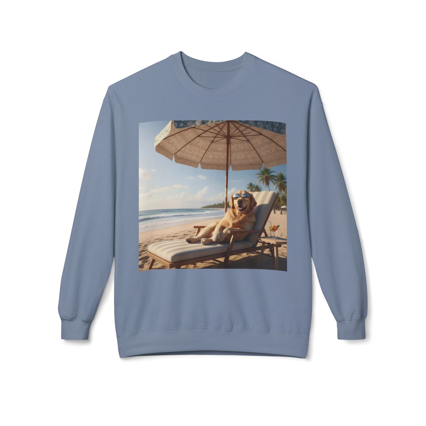 Beach Vibes Dog Graphic Unisex Crewneck Sweatshirt