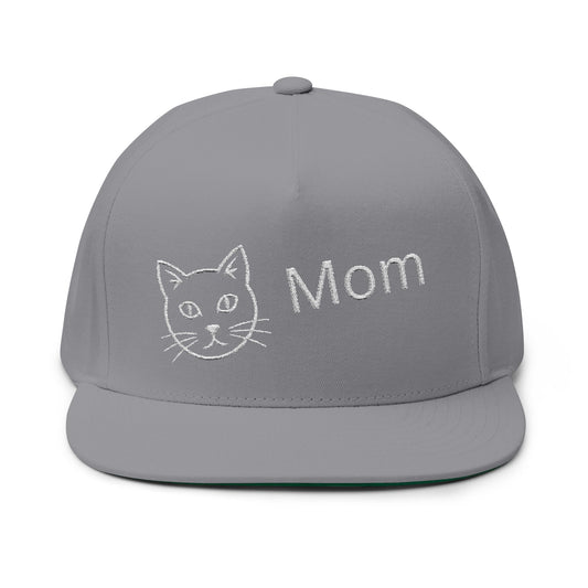 Stylish Embroidered Cat Mom Flat Bill Cap style 2