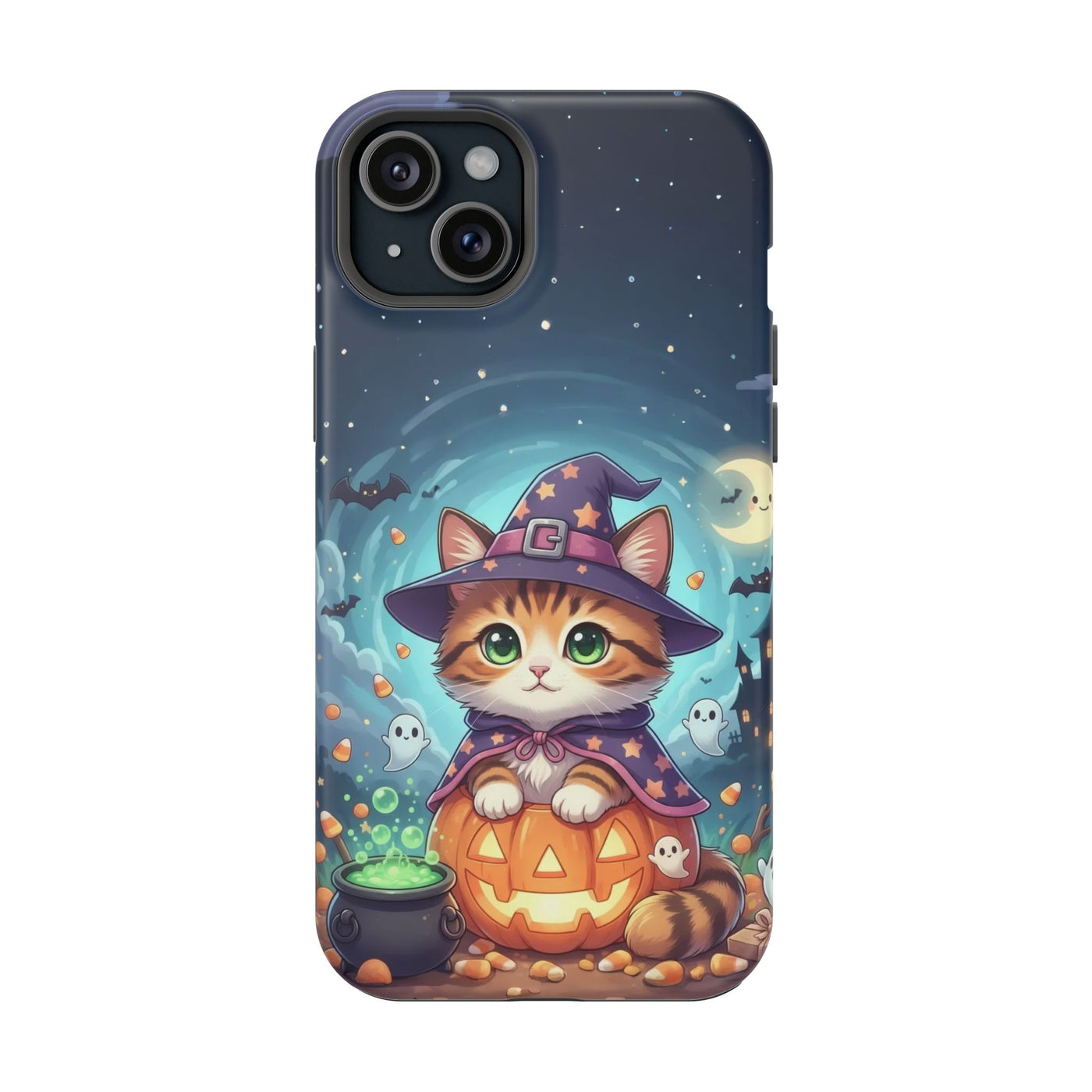 Halloween cute kitten anime style 2 Magnetic Phone Case, Cat Lover Gift, Impact-Resistant iPhone Case, Funny Pet Accessory, Unique Animal Design