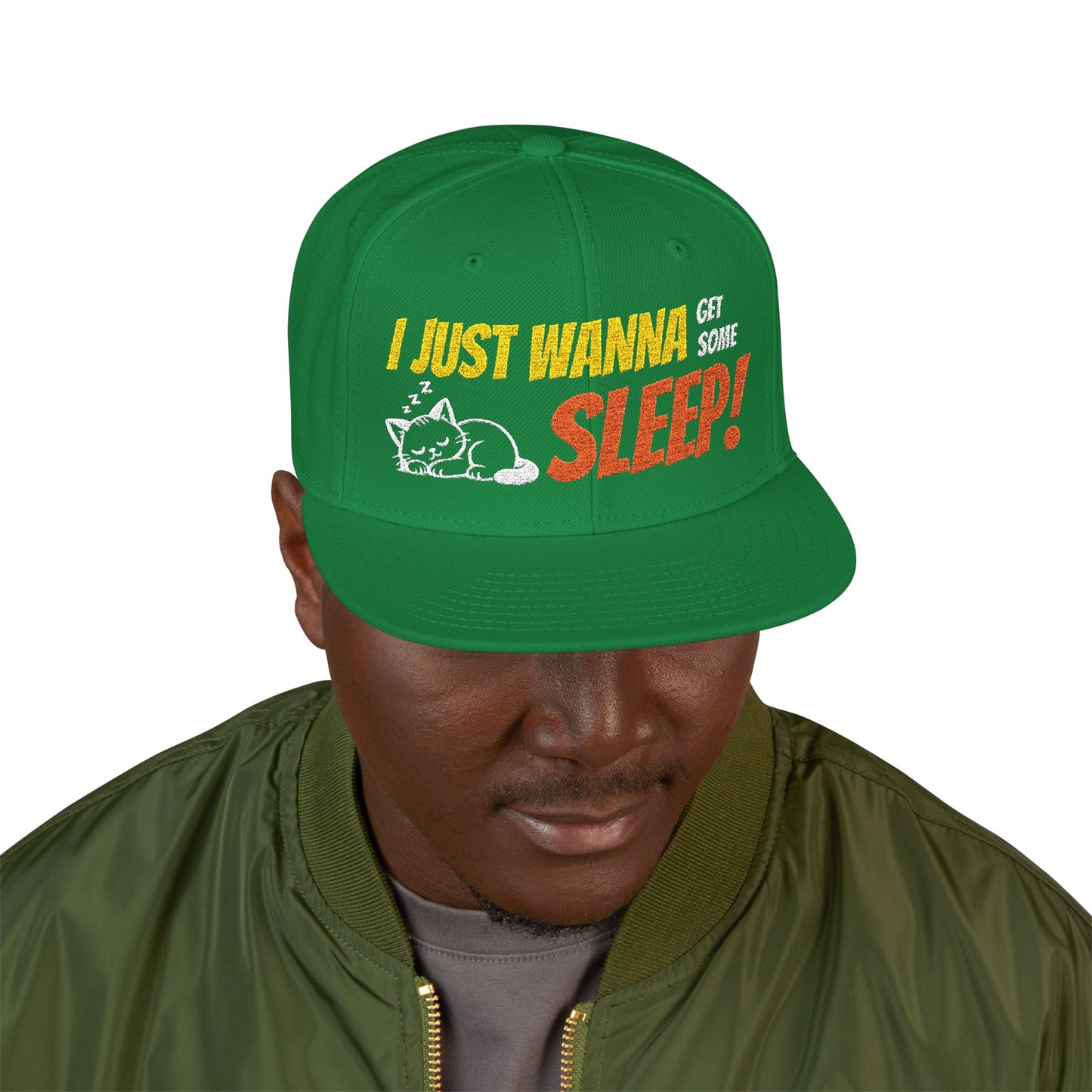 I just wanna get some sleep Embroidered Cute Cat Snapback Hat