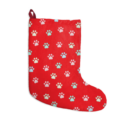 Festive Cat Paw Print Christmas Stockings