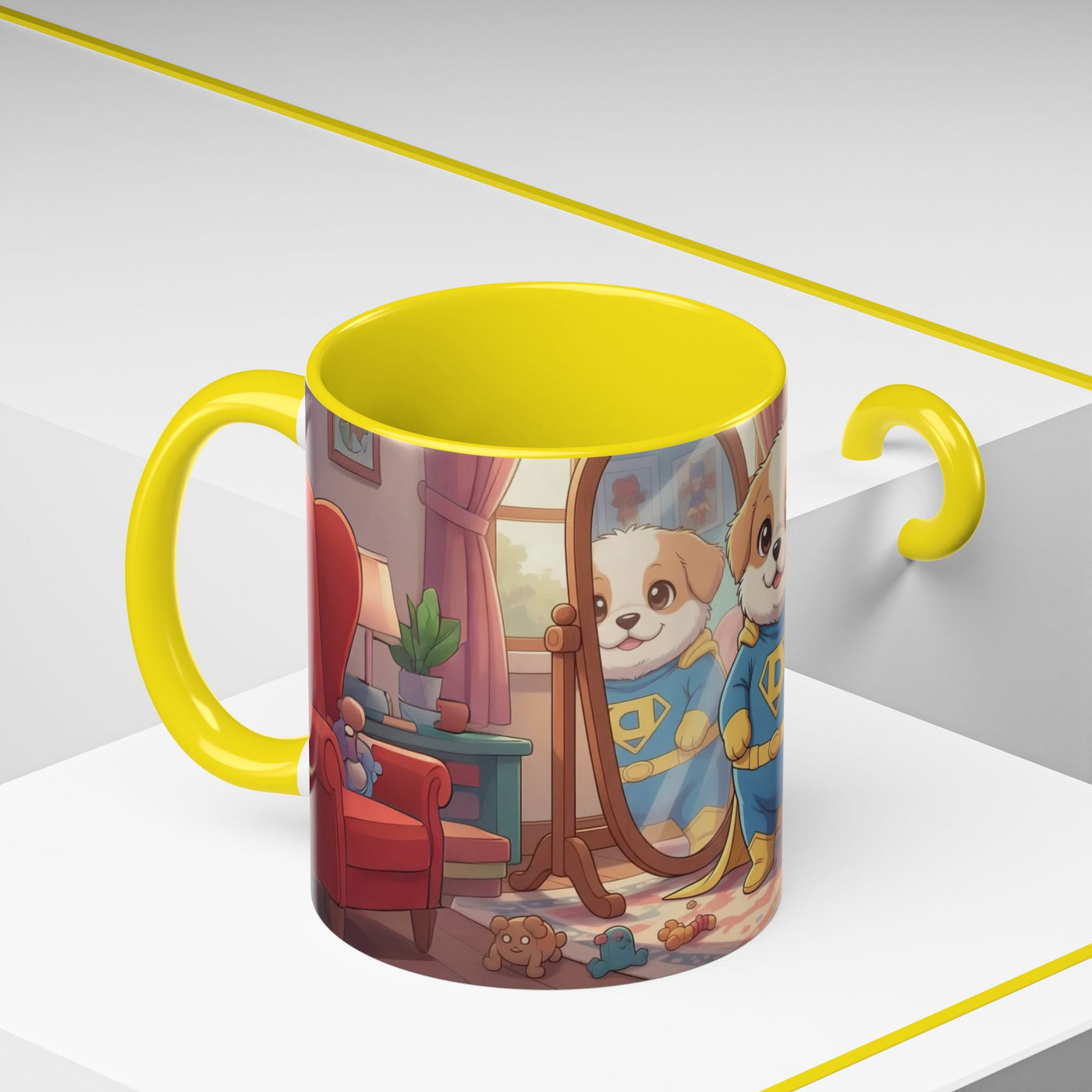 Super Pup Coffee Mug - Cute Puppy in Superhero Costume Accent Mug 11oz