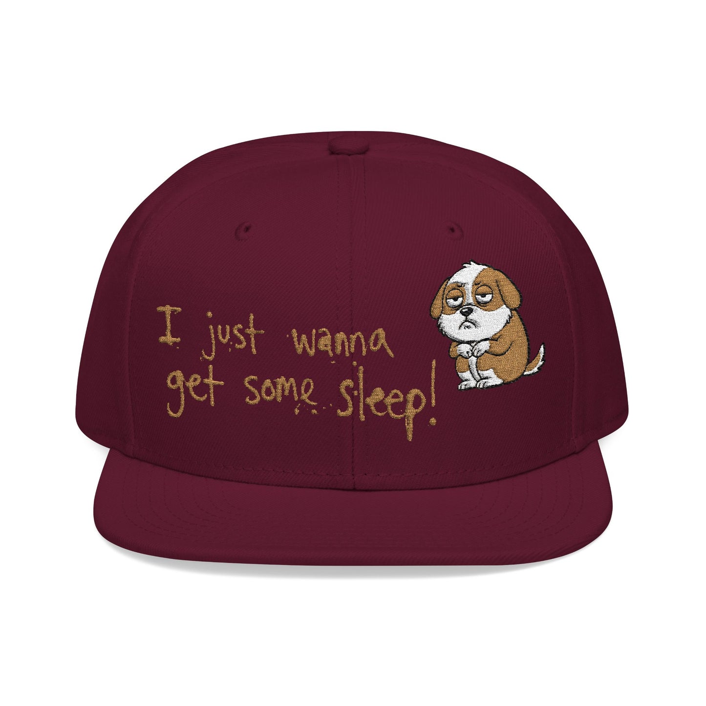I just wanna get some sleep Embroidered Cute Puppy Snapback Hat