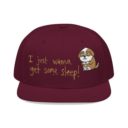I just wanna get some sleep Embroidered Cute Puppy Snapback Hat