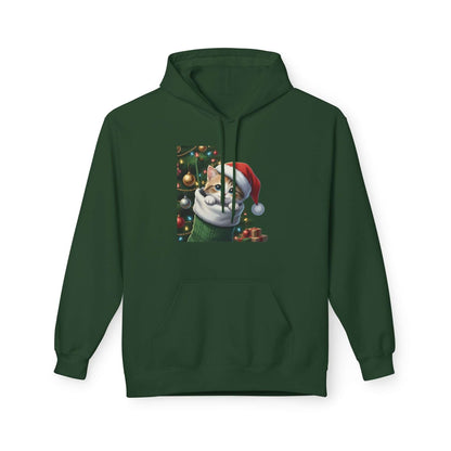 Kitten hiding in Christmas stocking Unisex Fleece Hoodie style 2