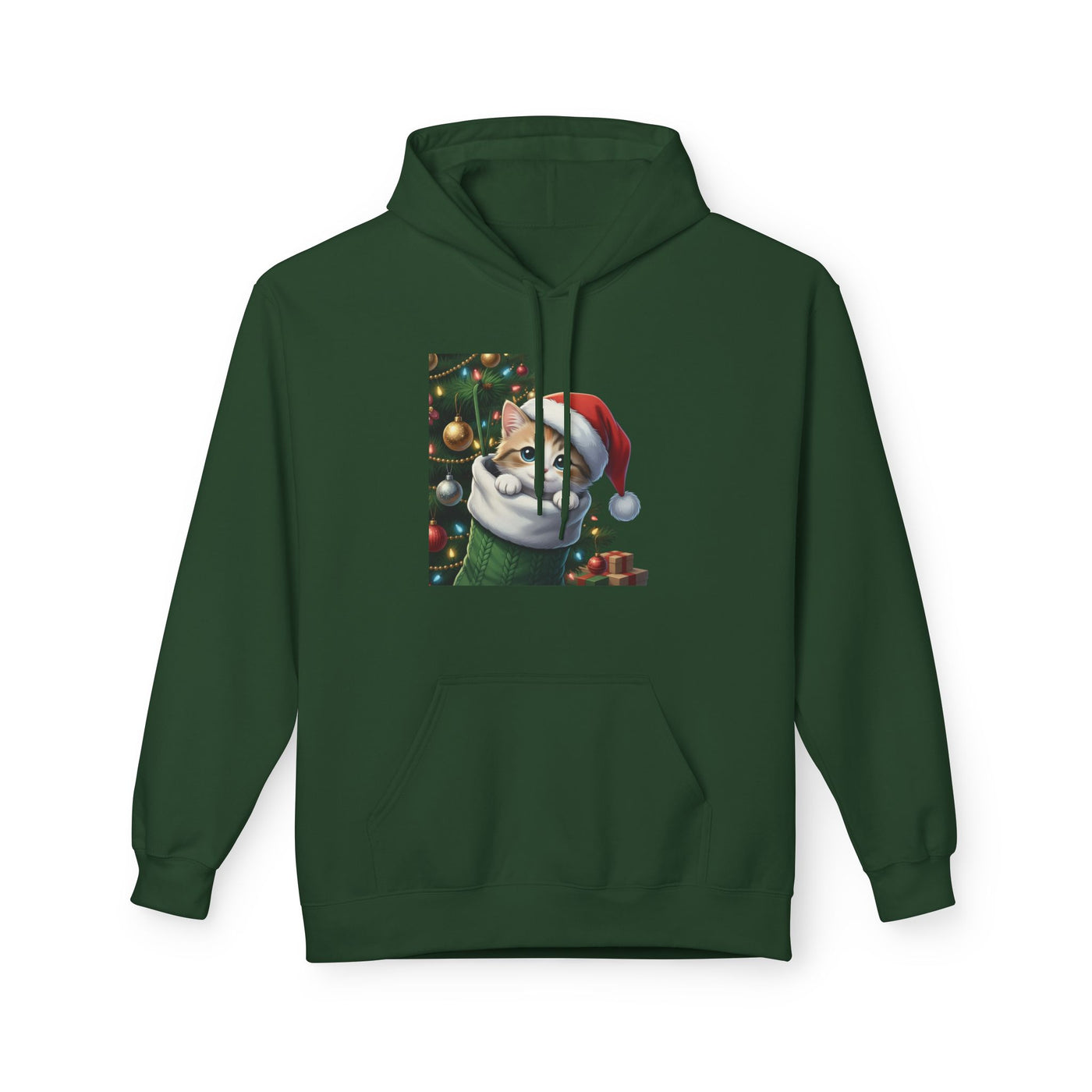 Adorable kitten hiding in Christmas stocking style 2 Cozy Graphic Unisex Midweight Softstyle Fleece Hoodie
