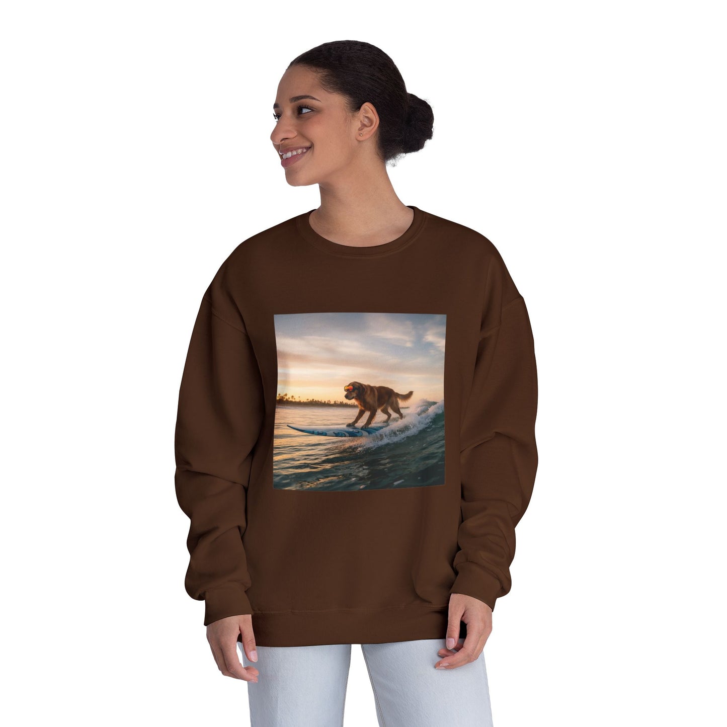 Surfing Dog Graphic Unisex NuBlend Crewneck Sweatshirt style 2