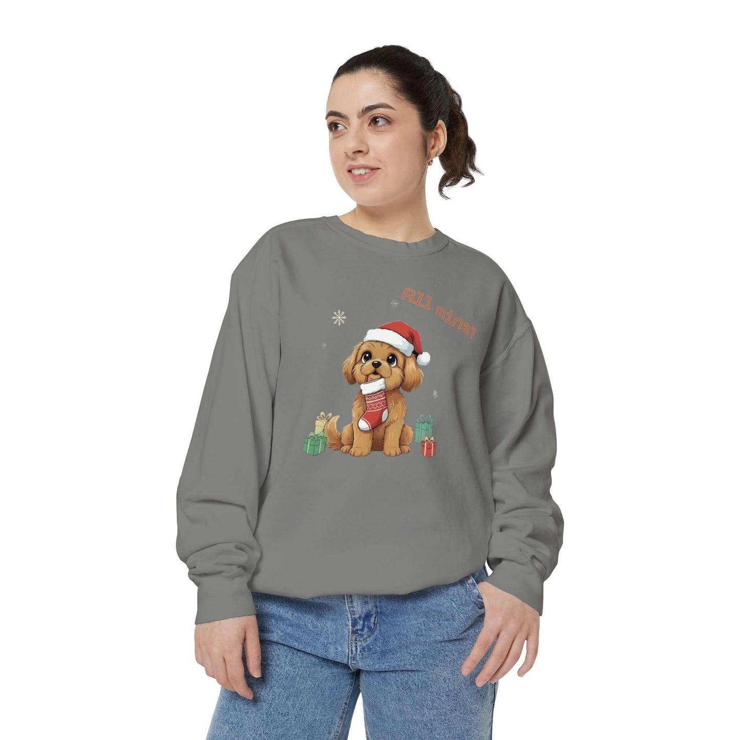 Puppy wait for Christmas presents Unisex Crewneck Sweatshirt style 8