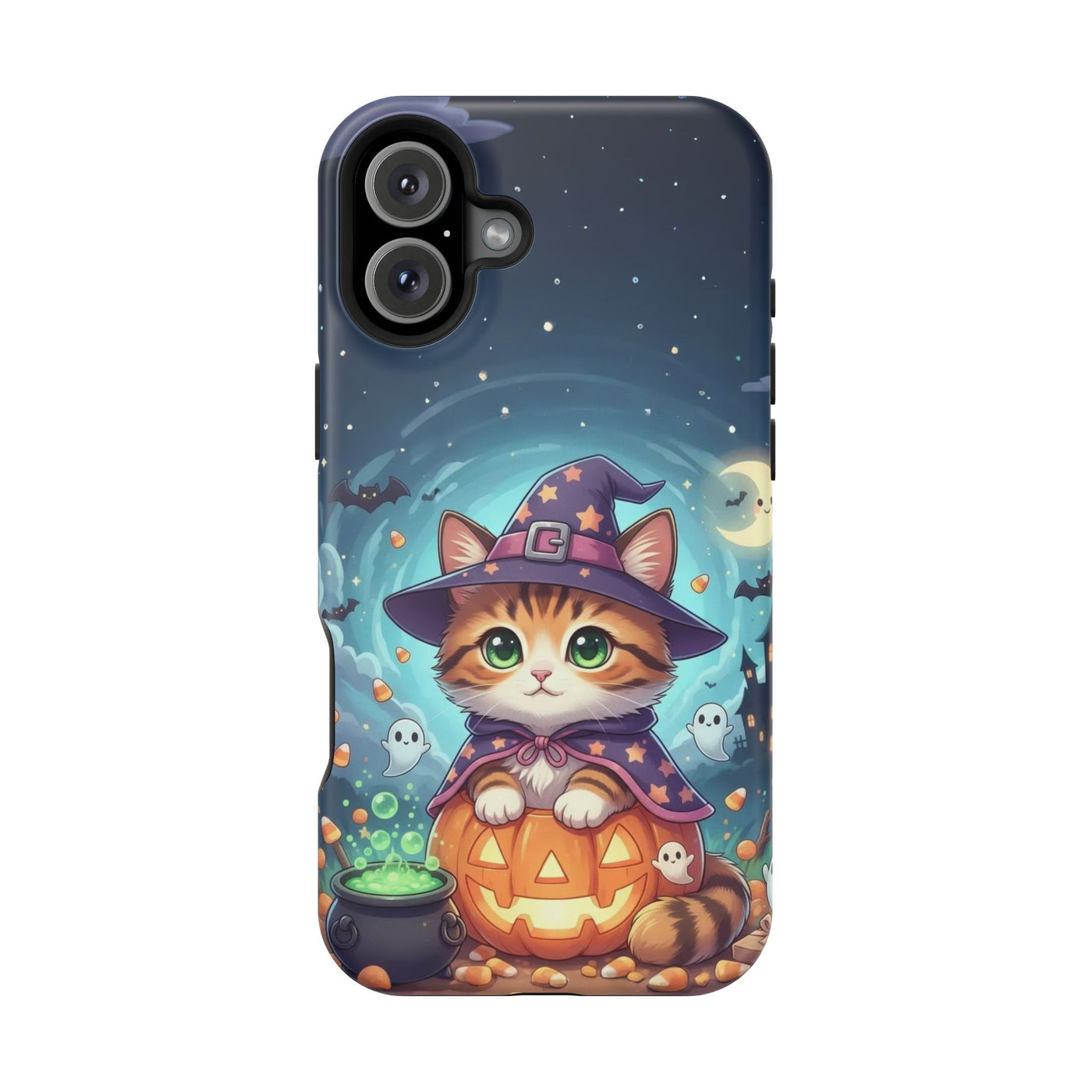 Halloween cute kitten anime style 2 Magnetic Phone Case, Cat Lover Gift, Impact-Resistant iPhone Case, Funny Pet Accessory, Unique Animal Design