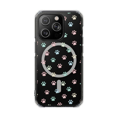 Cute Cat Paw Print Magnetic Clear Case for Pet Lovers
