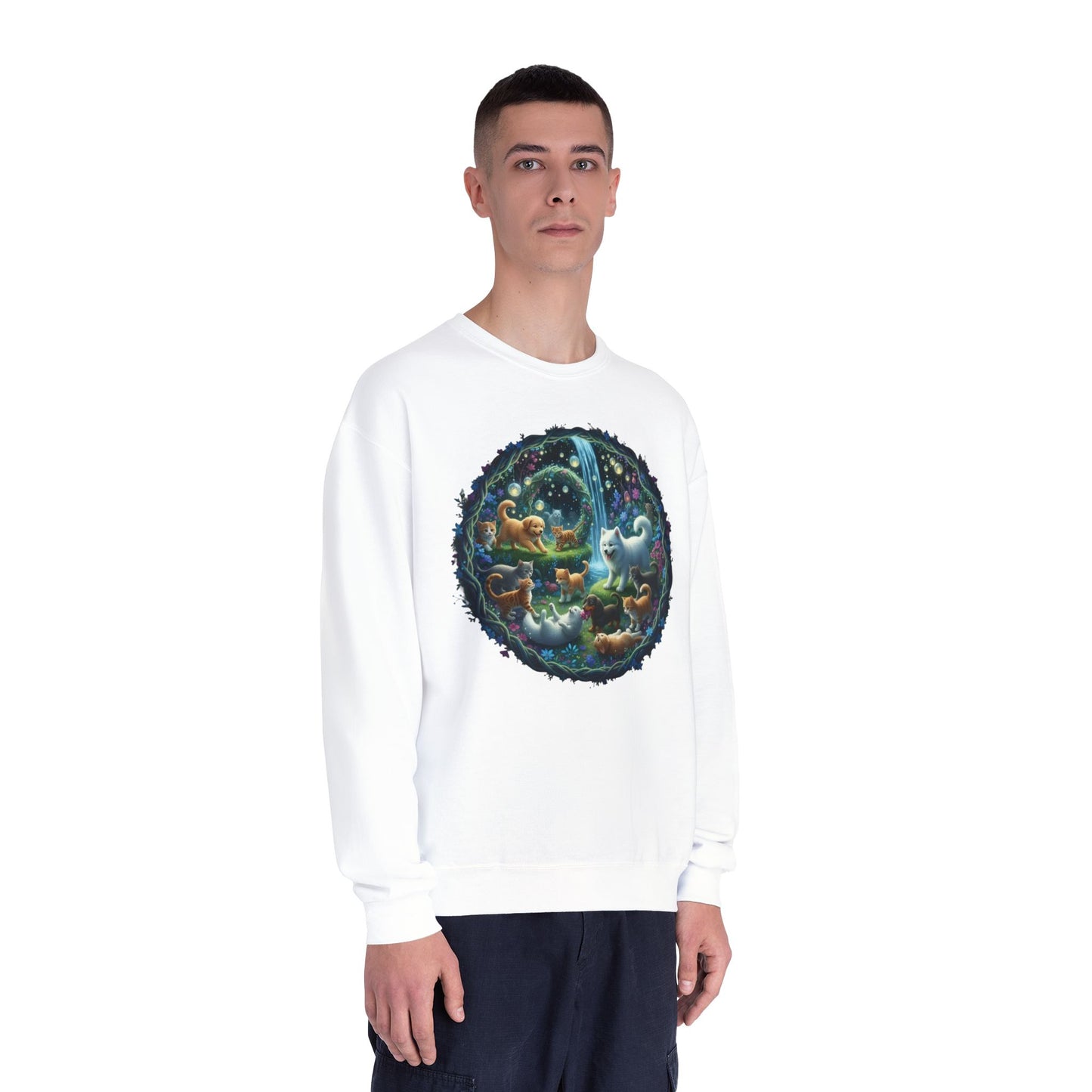 Cats & Dogs Happy Garden Unisex NuBlend Crewneck Sweatshirt style2