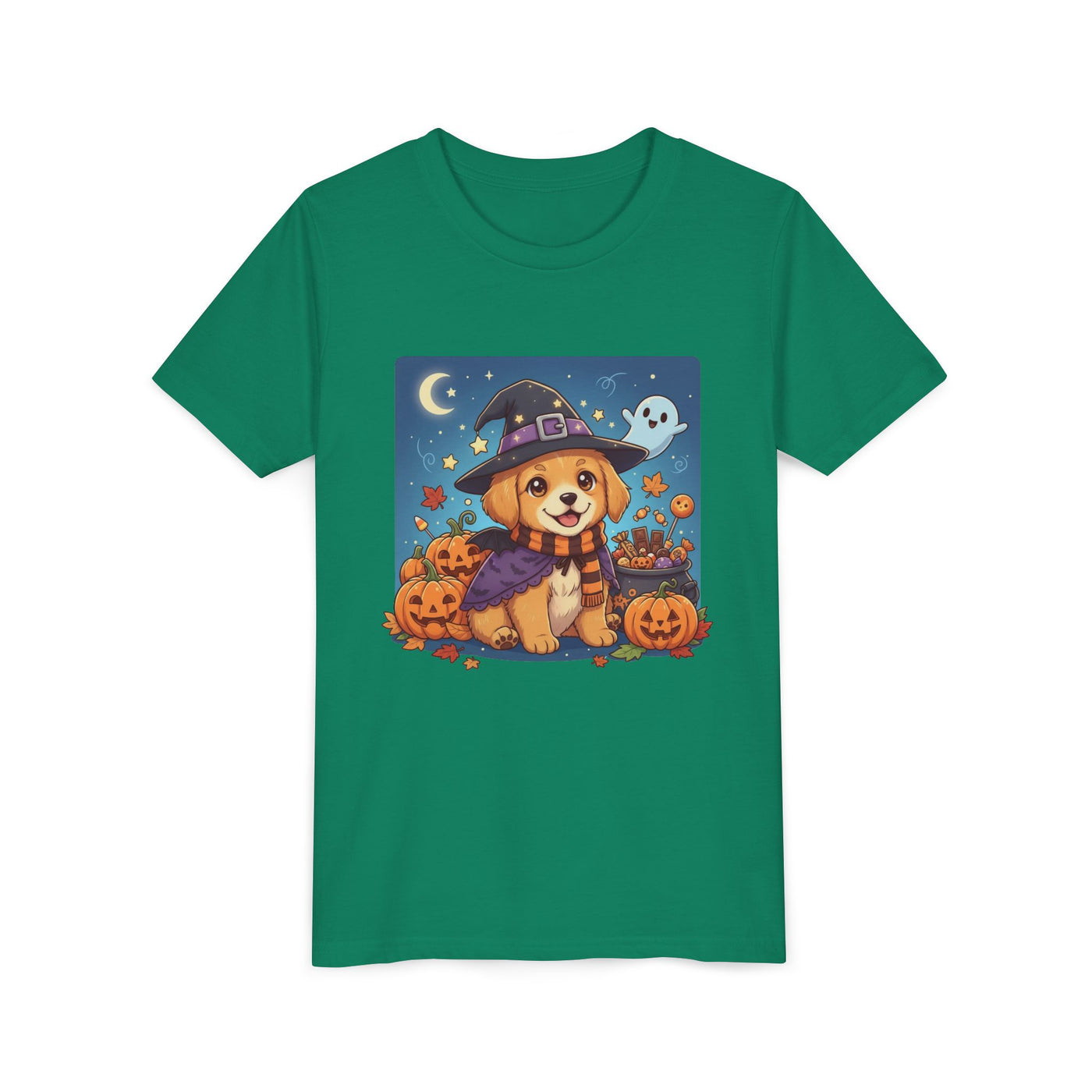 Halloween cute puppy anime style 6 Youth Tee, Short Sleeve T-Shirt, Kids Halloween Apparel, Cute Dog Tee, Fall Outfit for Children